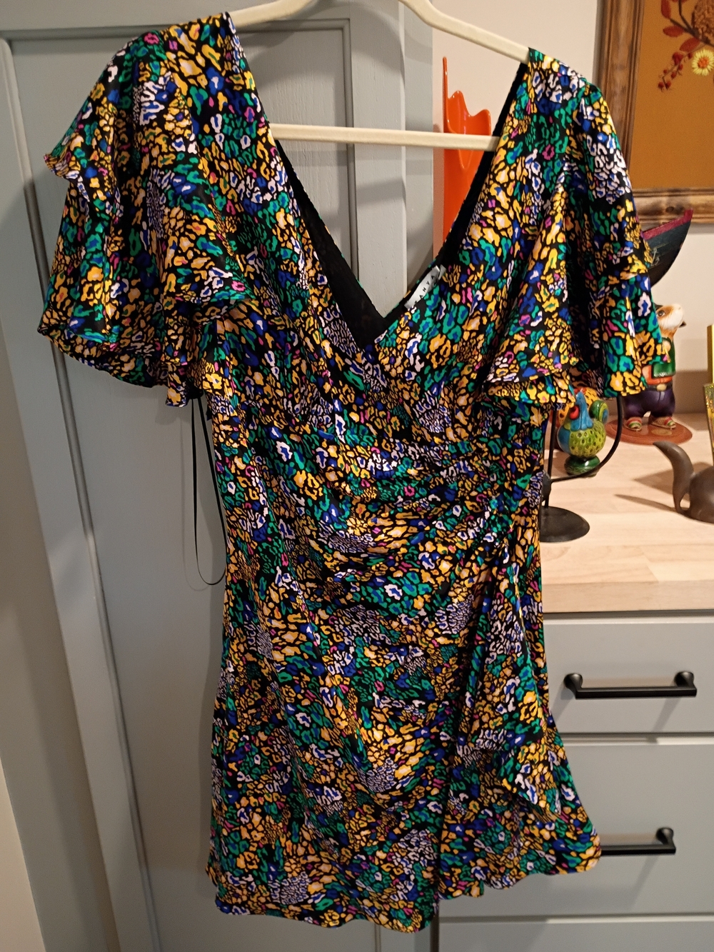 Tanya Taylor Black Multi-Color Floral Mini Dress